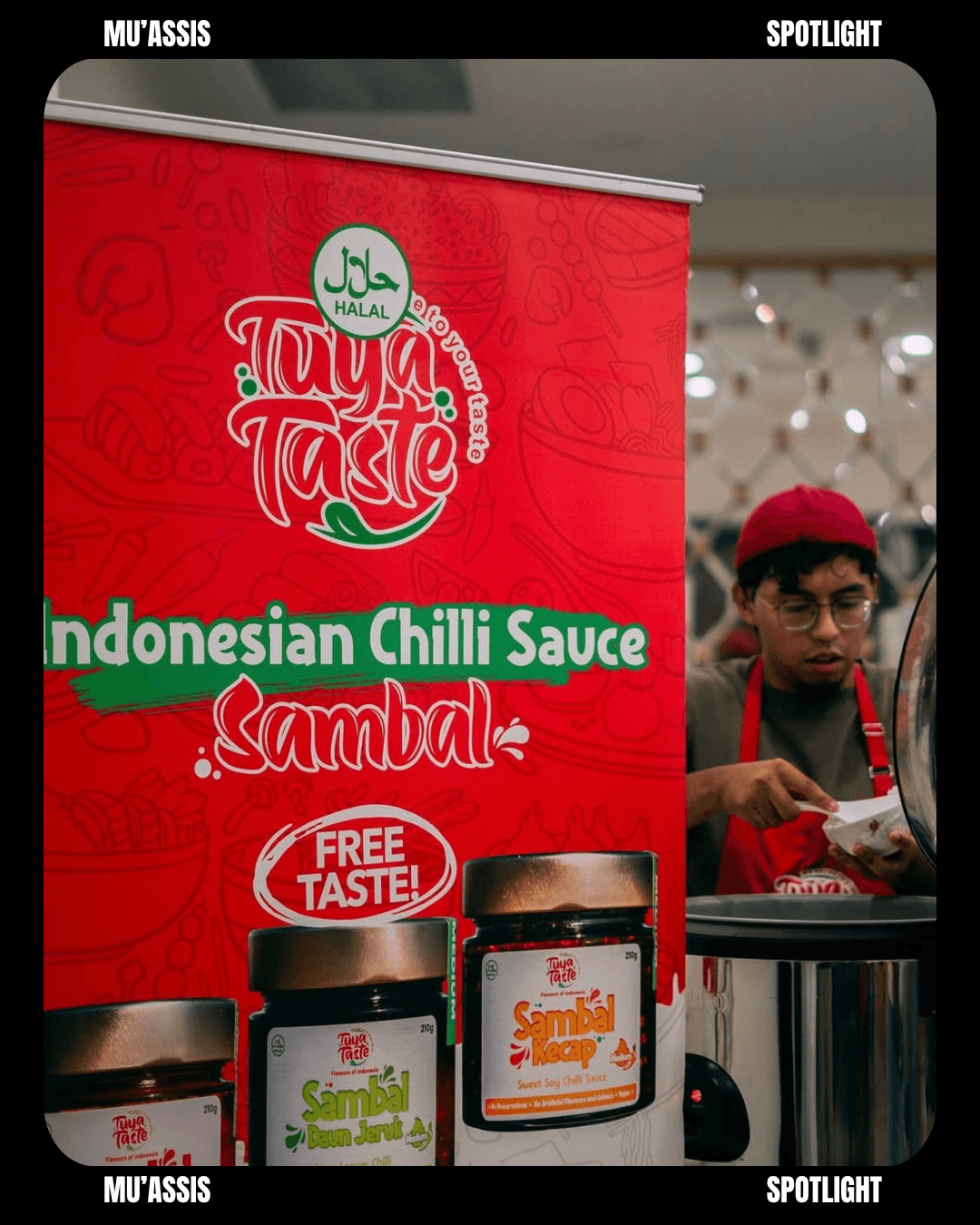 Tuya Taste Indonesian food products displayed at a market
